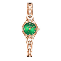 Simple Style Women Watches Dot Rhinestone Dial Ladies Fashion Quartz Wristwatch Alloy Bracelet Strap Clock Casual Reloj Mujer @5