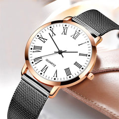 NEW Women's Watches Golden Border Thin Dial Ladies Fashion Analog Quartz Wristwatch Mesh Strap Clock Casual Dress Montre Femme@5