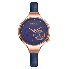Best Selling Women Fashion Blue Quartz Watch Lady Leather Watchband High Quality Casual Wristwatch Gift For Wife 2019@50