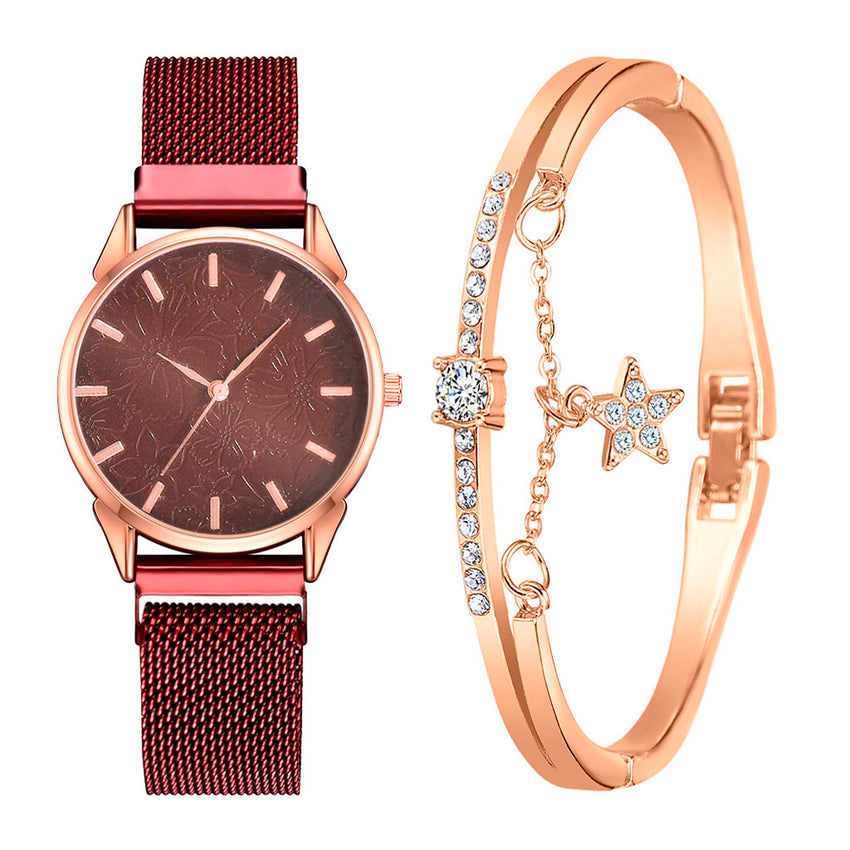 Luxury Women Watches Bracelet Set Simple Dial  Ladies Bracelet Watch Casual Mesh Quartz Wristwatch Clock Gift Relogio Feminino*M