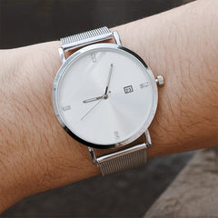 SOXY Brand Luxury Men's Watch Quartz with Rhinestone Date Simple Dial Stainless Steel Strap Male Clock Erkek Kol Saati