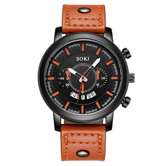 SOKI Men Watch Luxury Fashion Silica Gel Leather Quartz Analog watches men wrist watches day date relogios masculino