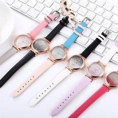 Cassic Style Women Watches Starry Sky Dial Ladies Quartz Wristwatch Rhinestone Design Leather Strap Clock Relojes Para Mujer@50