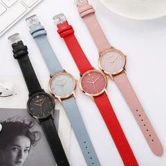 Top Brand Women Watches Scrub Dial Ladies Quartz Wristwatch Rhinestone Leather Strap Fashion Clock High Quality Kol Saati@50