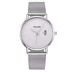 Simple Mesh Belt Men's Watch Business Male Ckock YOLAKO Fashion Calendar Quartz Watches Erkek Kol Saati Chronograph