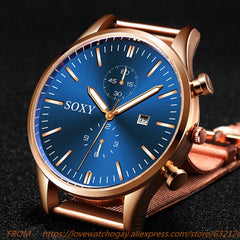 Simple Mesh Band Relojes Mens Watches Quartz Dress Watch Masculino Relogio Calendar Full Stainless Steel Wristwatch Hour saati