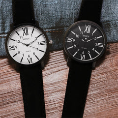 SOXY Brand Men's Watch Luxury Quartz Watches Roman Numerals Dial Black Leather Strap Clock Zegarek Meski Erkek Kol Saati