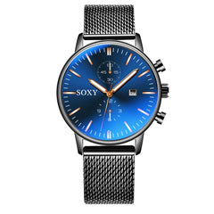 Simple Mesh Band Relojes Mens Watches Quartz Dress Watch Masculino Relogio Calendar Full Stainless Steel Wristwatch Hour saati