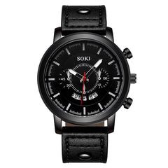 SOKI Men Watch Luxury Fashion Silica Gel Leather Quartz Analog watches men wrist watches day date relogios masculino