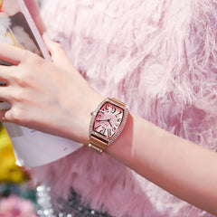Unique Women Watches Square Dial Ladies Rhinestone Quartz Wristwatch Magnetic Buckle Strap Clock Romantic Design Reloj Mujer @50