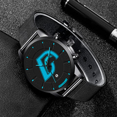 DIJANES Mens Fashion Black Stainless Steel Mesh Belt Watches Minimalist Men Business Calendar Quartz Watch Relogio Masculino