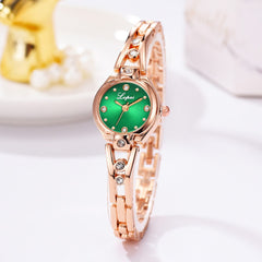 Simple Style Women Watches Dot Rhinestone Dial Ladies Fashion Quartz Wristwatch Alloy Bracelet Strap Clock Casual Reloj Mujer @5