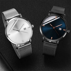 SOXY Brand Luxury Men's Watch Quartz with Rhinestone Date Simple Dial Stainless Steel Strap Male Clock Erkek Kol Saati