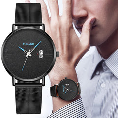 Simple Mesh Belt Men's Watch Business Male Ckock YOLAKO Fashion Calendar Quartz Watches Erkek Kol Saati Chronograph