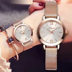 Best Selling Women Watches Rose Gold Scale Dial Ladies Quartz Wristwatc Business Mesh Strap Clock Casual Gift Montre Femme@50