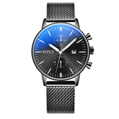 Simple Mesh Band Relojes Mens Watches Quartz Dress Watch Masculino Relogio Calendar Full Stainless Steel Wristwatch Hour saati