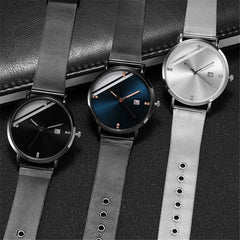 SOXY Brand Luxury Men's Watch Quartz with Rhinestone Date Simple Dial Stainless Steel Strap Male Clock Erkek Kol Saati
