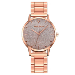Rose Gold Women Watches Scrub Starry Sky Clock Dial Ladies Quartz Wristwatch High Quality Alloy Strap Business Montre Femme@50