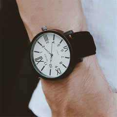 SOXY Brand Men's Watch Luxury Quartz Watches Roman Numerals Dial Black Leather Strap Clock Zegarek Meski Erkek Kol Saati