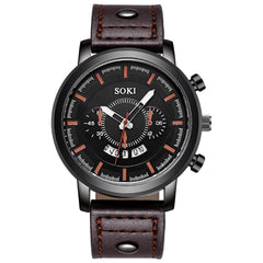 SOKI Men Watch Luxury Fashion Silica Gel Leather Quartz Analog watches men wrist watches day date relogios masculino