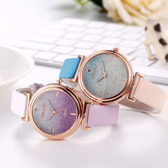 Cassic Style Women Watches Starry Sky Dial Ladies Quartz Wristwatch Rhinestone Design Leather Strap Clock Relojes Para Mujer@50