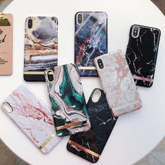 Shiny agate marble Case For iphone 7 case Glossy hard plastic case for iphone 6 6s 7 8 plus X XR XS Max phone case capa