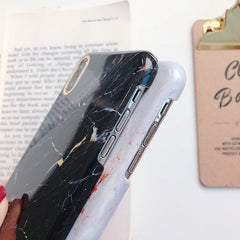 Shiny agate marble Case For iphone 7 case Glossy hard plastic case for iphone 6 6s 7 8 plus X XR XS Max phone case capa