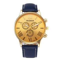 DISU Men Watch Classic Leather Strap Quartz Casual watch man big dial watches for men mens wrist watches