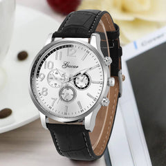 DISU Men Watch Glass Mirror Business Military Circular Dial Quartz wristwatch mens  watches mens 2019 relogios masculino