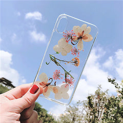 TIKITAKA Dried Real Flower Cases For iPhone XS Max XR Case Handmade Clear Soft Back Cover For iPhone 6 6S 7 8 Plus X Phone Case
