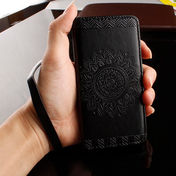 Wallet Leather Case For iPhone 8 7 6 6s Plus SE 5 5s Cover Retro Paisley Flower Mandala Henna Floral Flip Card Slot Holder Stand