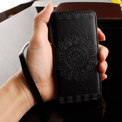 Wallet Leather Case For iPhone 8 7 6 6s Plus SE 5 5s Cover Retro Paisley Flower Mandala Henna Floral Flip Card Slot Holder Stand