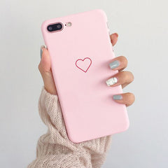 Cute Simple LOVE Heart Pattern Phone Cases For iphone 8 7 6 6s Plus Case Slim Matte Hard PC Back Cover Couple Lover Fitted Cases
