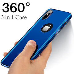 Plating Mirror 360 Case For iphone X 8 7 6 6s Plus 5 5s SE Cover Slim Full Body Protection Hard PC Cases With Glass Film