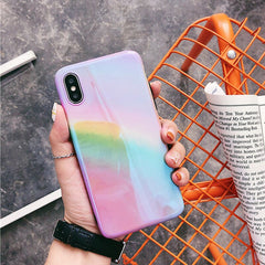 TIKITAKA Gradient Rainbow Phone Case For iphone 7 Blue Ray Case For iphone X 6 6s 8 6 Plus 6s Plus 7 Plus 8 Plus Back Cover