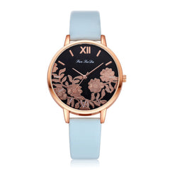 High Quality Women's Watches Plant Pattern Dial Ladies Fashion Quartz Wristwatch Leather FanTeeDa Casual Clock Reloj Mujer @50