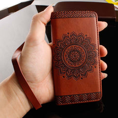 Wallet Leather Case For iPhone 8 7 6 6s Plus SE 5 5s Cover Retro Paisley Flower Mandala Henna Floral Flip Card Slot Holder Stand