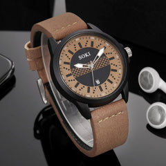 SOKI Man Wrist Watches NEW Sport Watches Quartz Leather Watch Mens Reloj Hombre 2019 Men Wristwatch Clock zegarek meski