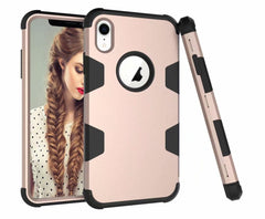 Shockproof 360 full Protect Cover Hybrid TPU+ Rubber Hard Rugged Armor Rose Gold Phone Case For iPhone XR 6 6S 7 8 Plus X