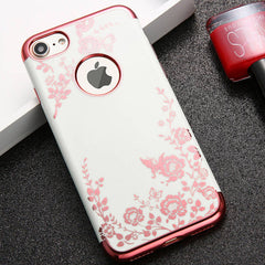 Fashion Flower Phone Cases For iphone 7 6 6s Plus Case Plating Soft TPU Silicone Cover Elegant Lady Floral Butterfly Capa