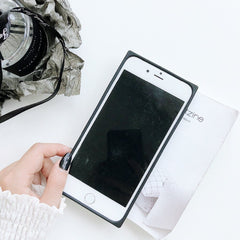 Fashion Square Makeup Mirror Case For iPhone X 8 7 6 6S Plus Cover Glossy Tempered Glass Mobile Phone Cases Shell Capa