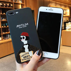 Case For iphoneX XS XR XS Max 8 7 6 6S Capa Cartoon Soft TPU Matte Frosted Cover Movie Leon Mathilda Pattern Phone Cases
