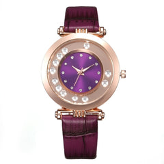 Distinctive Disc Glass Mirror Women's Watches Leather Strap Quartz Wristwatch Minimalism Bayan Kol Saati Temperamental Clock@50