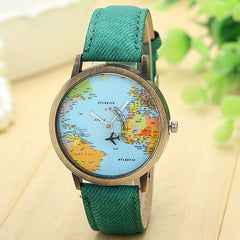 Women's Watches Best Sellers Globe Travel Map Denim Watch Minimalism Feminino Reloj Mujer Staat Zegarki Damskie Kadin Clock@50
