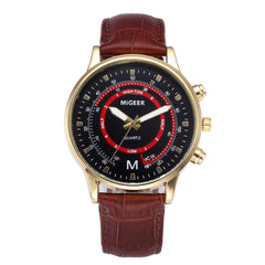 DISU Men Business Watch Leather Strap Sports Simulated Quartz Wristwatch Mens watches mens 2019 clock men