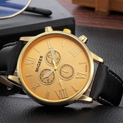 DISU Men Watch Classic Leather Strap Quartz Casual watch man big dial watches for men mens wrist watches