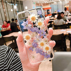TIKITAKA Dried Real Flower Cases For iPhone XS Max XR Case Handmade Clear Soft Back Cover For iPhone 6 6S 7 8 Plus X Phone Case