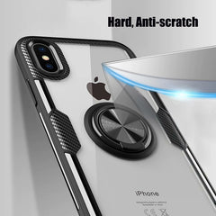 Car Magnetic Kickstand Case For iPhone X XS XR Case Metal Ring TPU Bumper Clear Back Cover For iPhone XR XS Max Anti-fall Cases