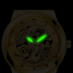 DISU Men Watch Gold Dragon Sculpture Luxury Leather Quartz Watch men watch Waterproof Wristwatch Mens