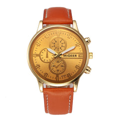 DISU Men Watch Retro Design Leather Band Analog Alloy Quartz watch man big dial watches for men wristwatch mens